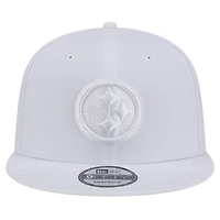 Men's New Era Pittsburgh Steelers Main White on White 9FIFTY Snapback Hat