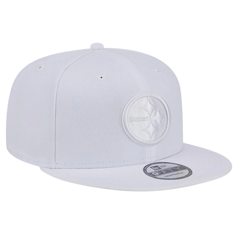 Casquette Snapback 9FIFTY Main Blanc sur Blanc des Pittsburgh Steelers New Era pour hommes