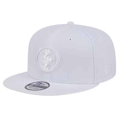 Casquette Snapback 9FIFTY Main Blanc sur Blanc des Pittsburgh Steelers New Era pour hommes