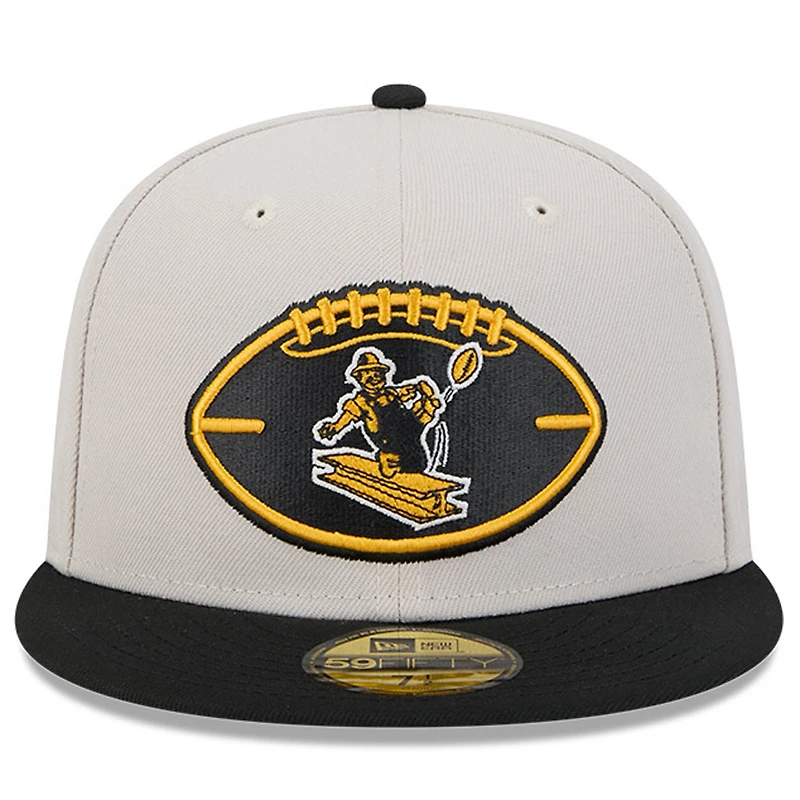 Men's New Era Stone/Black Pittsburgh Steelers 2024 Sideline Historic 59FIFTY Fitted Hat