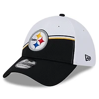 Men's New Era White/Black Pittsburgh Steelers 2023 Sideline 39THIRTY Flex Hat
