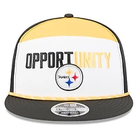 Casquette snapback New Era 9FIFTY Pittsburgh Steelers 2025 Inspire Change blanche et noire pour homme