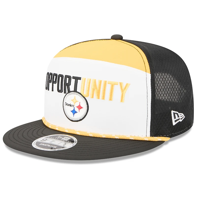 Casquette snapback New Era 9FIFTY Pittsburgh Steelers 2025 Inspire Change blanche et noire pour homme