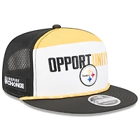 Casquette snapback New Era 9FIFTY Pittsburgh Steelers 2025 Inspire Change blanche et noire pour homme