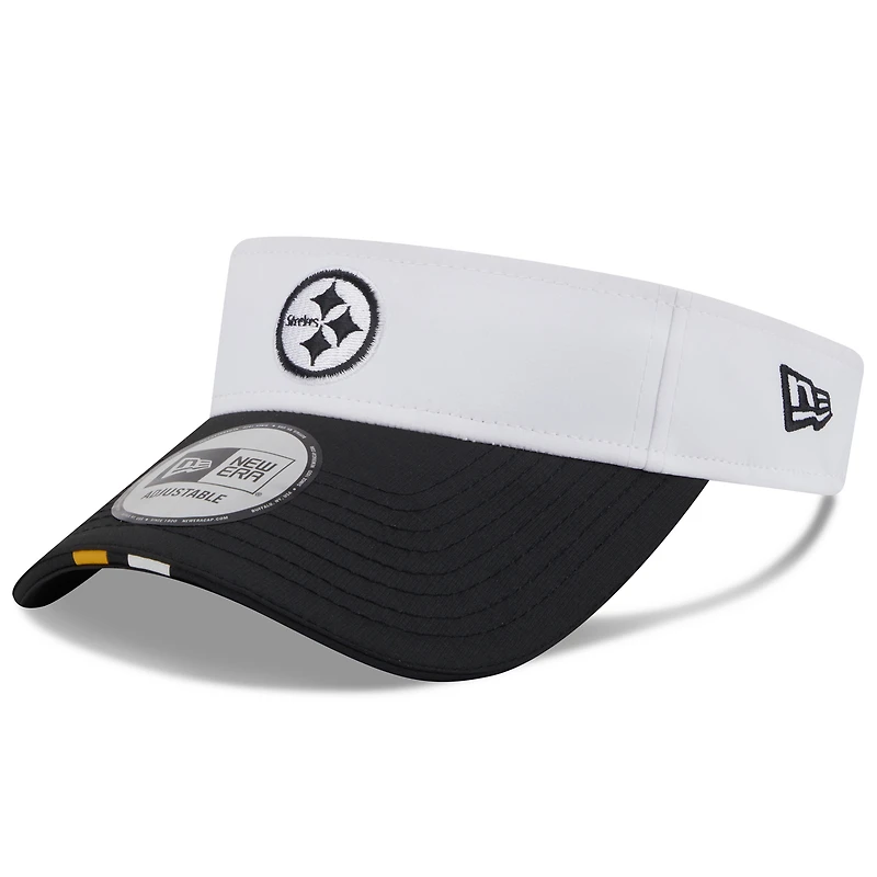 Men's New Era White/Black Pittsburgh Steelers 2025 NFL Training Camp Adjustable Visor