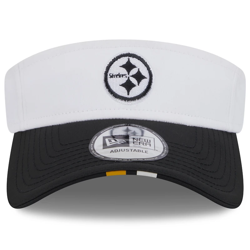 Men's New Era White/Black Pittsburgh Steelers 2025 NFL Training Camp Adjustable Visor