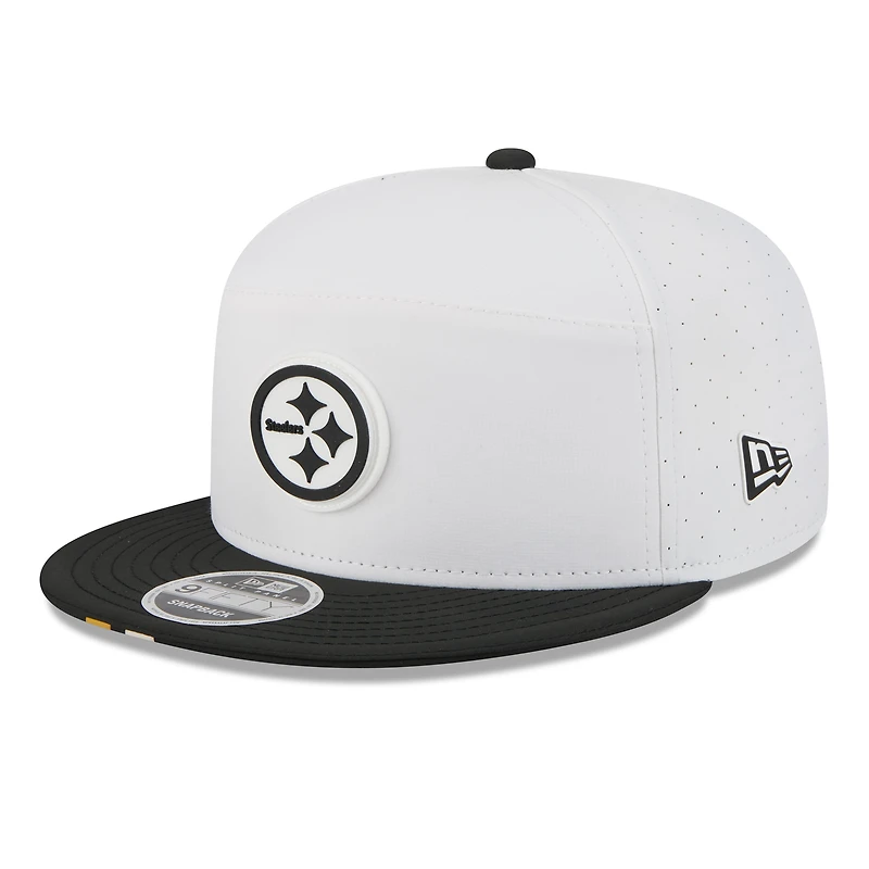Men's New Era  White/Black Pittsburgh Steelers 2025 NFL Training Camp Split Panel 9FIFTY Snapback Hat