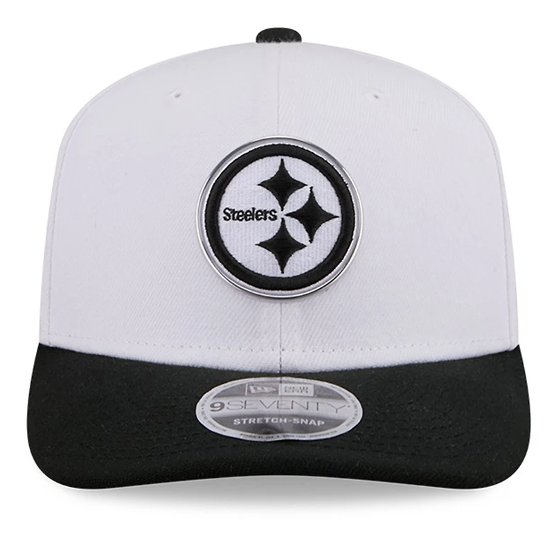 Men's New Era White/Black Pittsburgh Steelers 2026 NFL Draft 9SEVENTY Adjustable Hat