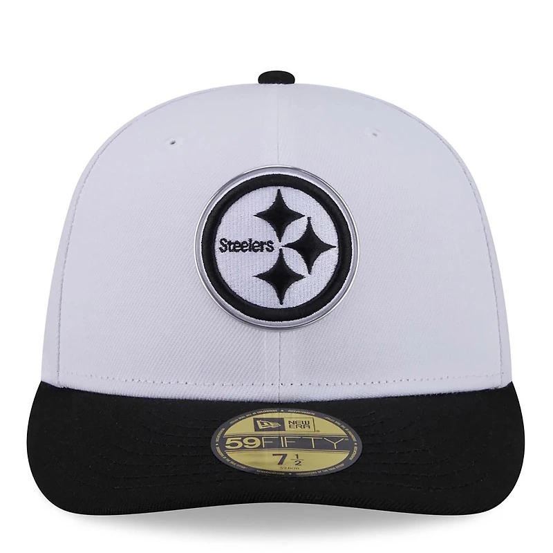 Men's New Era  White/Black Pittsburgh Steelers 2026 NFL Draft Pre-Curved 59FIFTY Fitted Hat