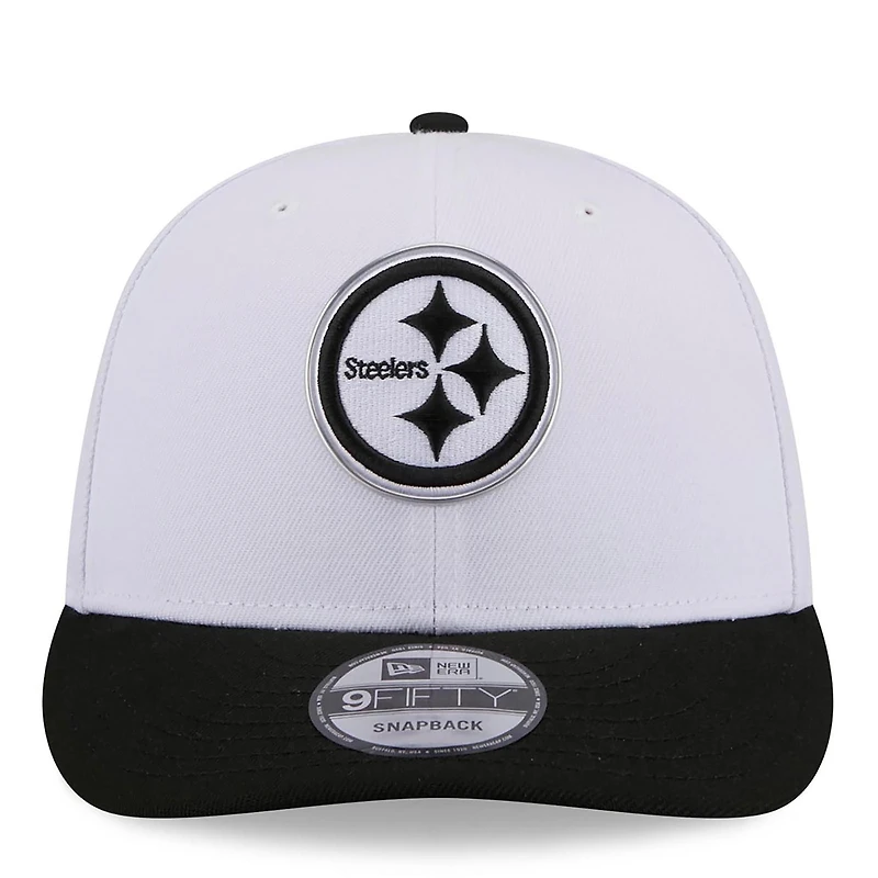 Men's New Era White/Black Pittsburgh Steelers 2026 NFL Draft Pre-Curved 9FIFTY Snapback Hat