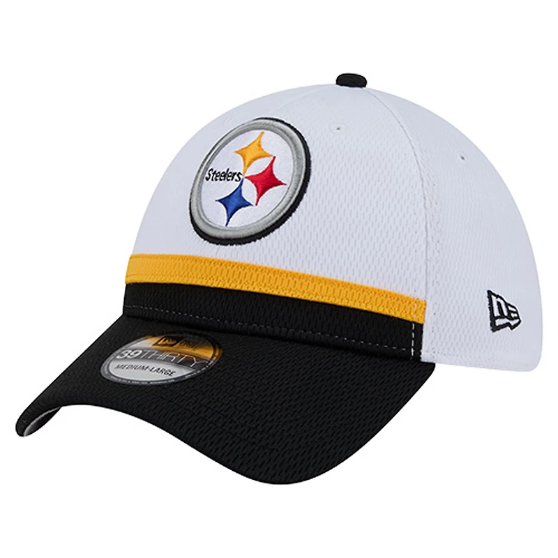 Casquette New Era 39THIRTY Flex blanche/noire pour homme des Pittsburgh Steelers Dashmark Rays