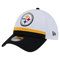 Men's New Era  White/Black Pittsburgh Steelers Dashmark Rays 39THIRTY Flex Hat