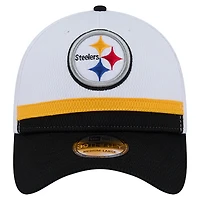 Casquette New Era 39THIRTY Flex blanche/noire pour homme des Pittsburgh Steelers Dashmark Rays