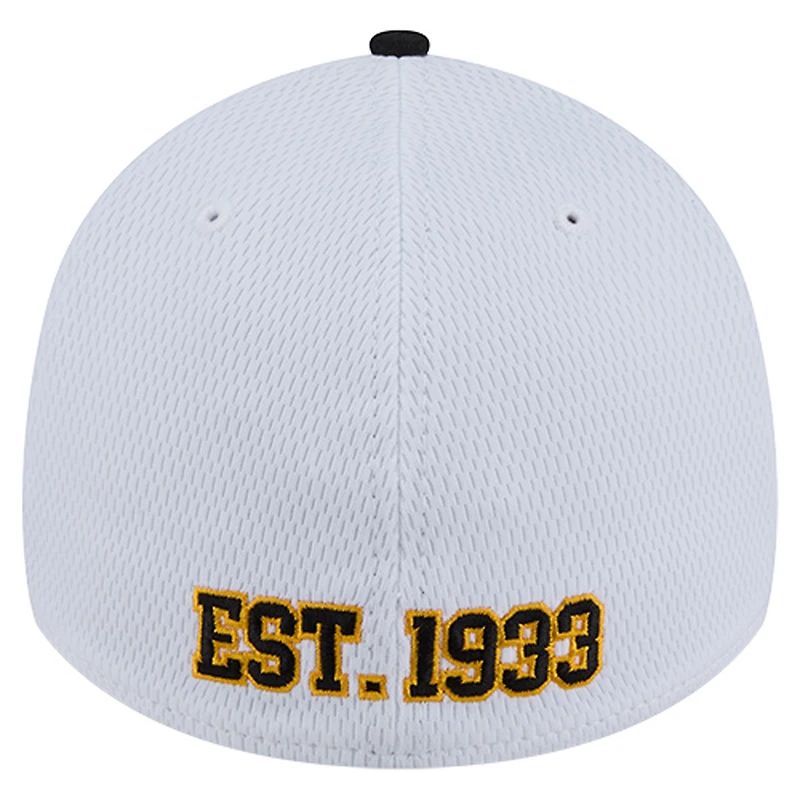 Casquette New Era 39THIRTY Flex blanche/noire pour homme des Pittsburgh Steelers Dashmark Rays