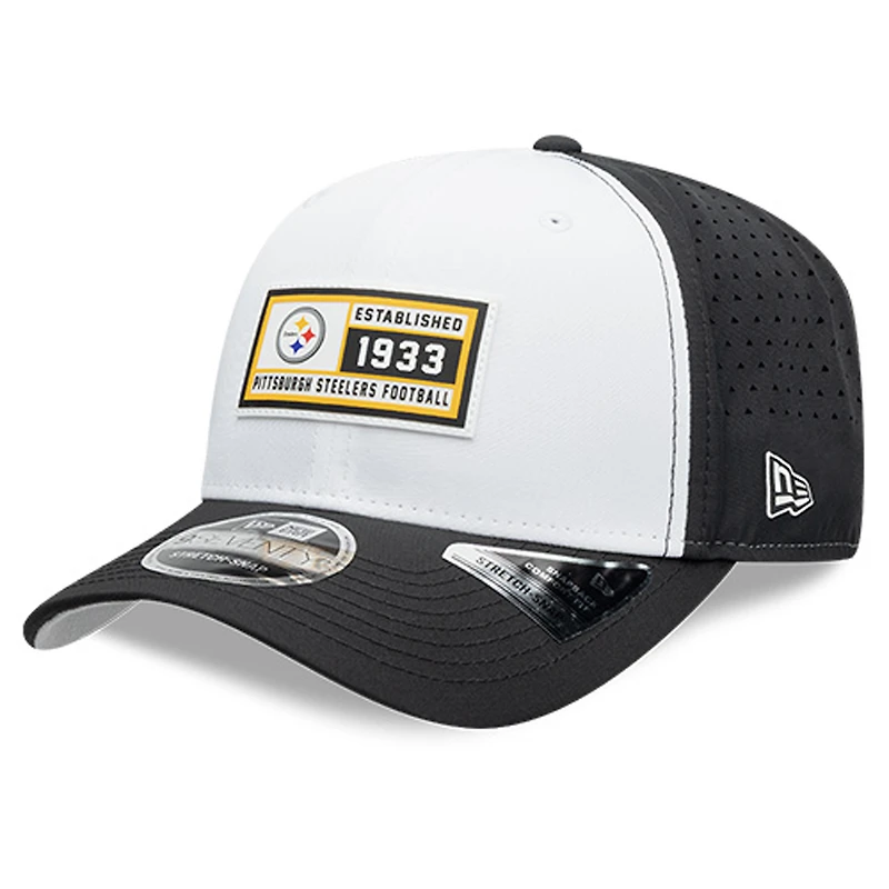 Men's New Era  White/Black Pittsburgh Steelers Established Patch 9SEVENTY Adjustable Hat