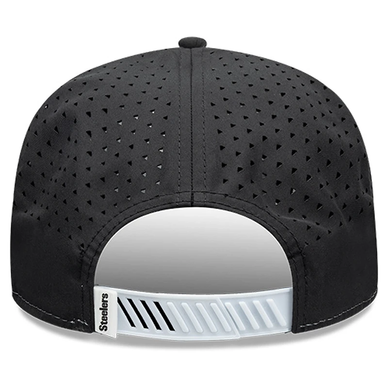 Men's New Era  White/Black Pittsburgh Steelers Established Patch 9SEVENTY Adjustable Hat