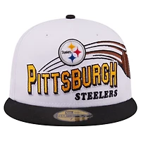 Casquette ajustée New Era 59FIFTY Pittsburgh Steelers Retro Swoop blanche et noire pour homme
