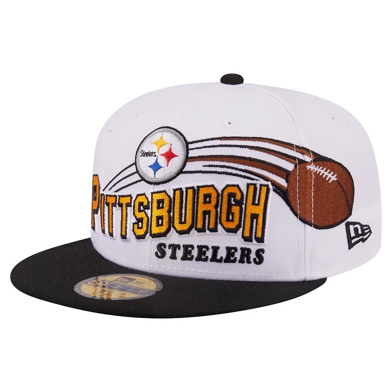 Casquette ajustée New Era 59FIFTY Pittsburgh Steelers Retro Swoop blanche et noire pour homme