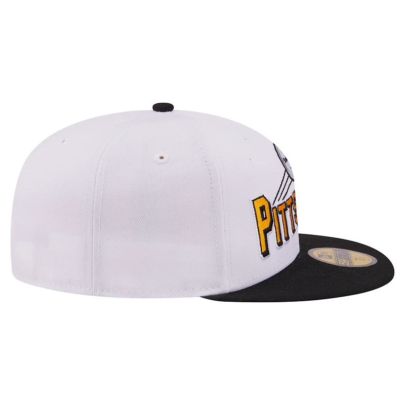 Casquette ajustée New Era 59FIFTY Pittsburgh Steelers Retro Swoop blanche et noire pour homme
