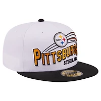 Casquette ajustée New Era 59FIFTY Pittsburgh Steelers Retro Swoop blanche et noire pour homme