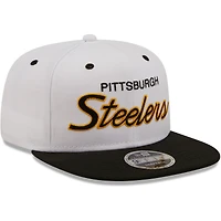 Men's New Era White/Black Pittsburgh Steelers Sparky Original 9FIFTY Snapback Hat