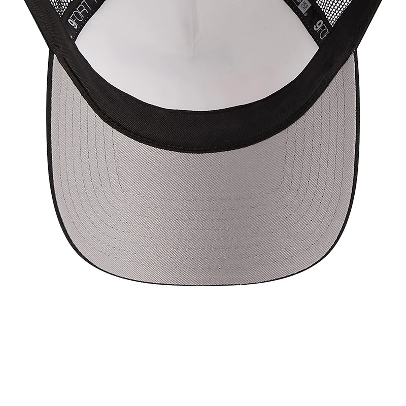 Men's New Era /Black Pittsburgh Steelers Stacked A-Frame Trucker 9FORTY Adjustable Hat