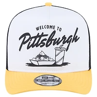 Men's New Era White/Gold Pittsburgh Steelers Foodie 9FIFTY A-Frame Trucker Snapback Hat