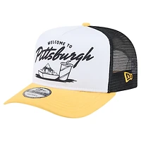 Men's New Era White/Gold Pittsburgh Steelers Foodie 9FIFTY A-Frame Trucker Snapback Hat