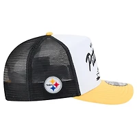 Casquette trucker New Era 9FIFTY Foodie A-Frame blanche et or Pittsburgh Steelers pour homme