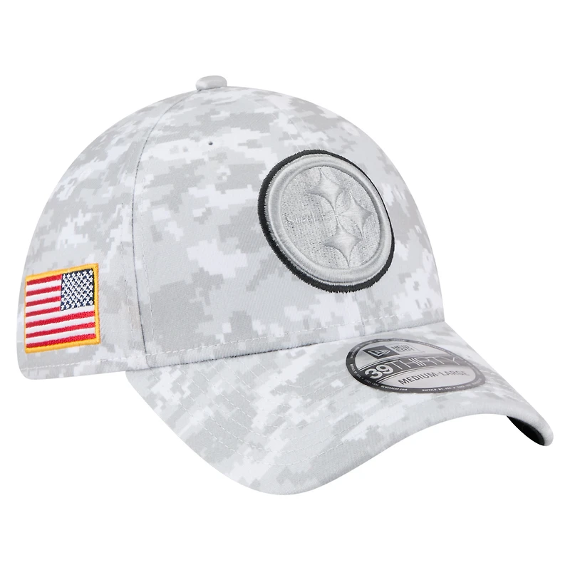 Men's New Era White Pittsburgh Steelers 2025 Salute to Service Fan Pack 39THIRTY Flex Hat