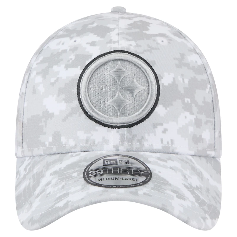 Casquette New Era blanche Pittsburgh Steelers 2025 Salute to Service pour homme, pack fan 39THIRTY Flex