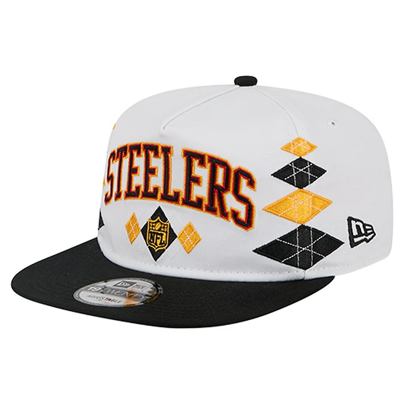 Casquette ajustable New Era blanche Pittsburgh Steelers Argyle 19TWENTY pour homme