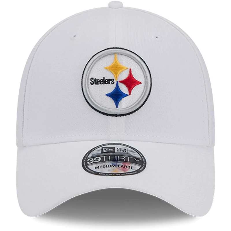 Men's New Era White Pittsburgh Steelers Main 39THIRTY Flex Hat