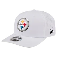 Casquette ajustable New Era blanche Pittsburgh Steelers pour homme, modèle 9SEVENTY.