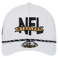Casquette camionneur ajustable NFL 9FORTY A-Frame M-Crown des Pittsburgh Steelers pour homme New Era blanche
