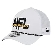 Men's New Era White Pittsburgh Steelers NFL 9FORTY A-Frame M-Crown Adjustable Trucker Hat