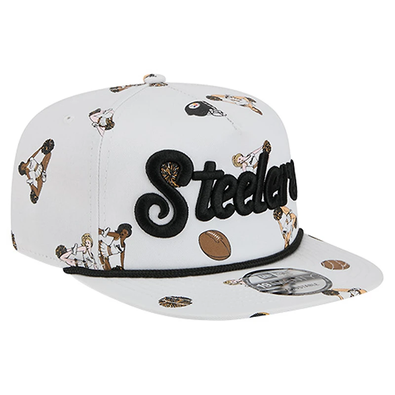 Casquette snapback New Era blanche Pittsburgh Steelers Team Cheer 19TWENTY pour homme