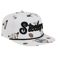 Casquette snapback New Era blanche Pittsburgh Steelers Team Cheer 19TWENTY pour homme