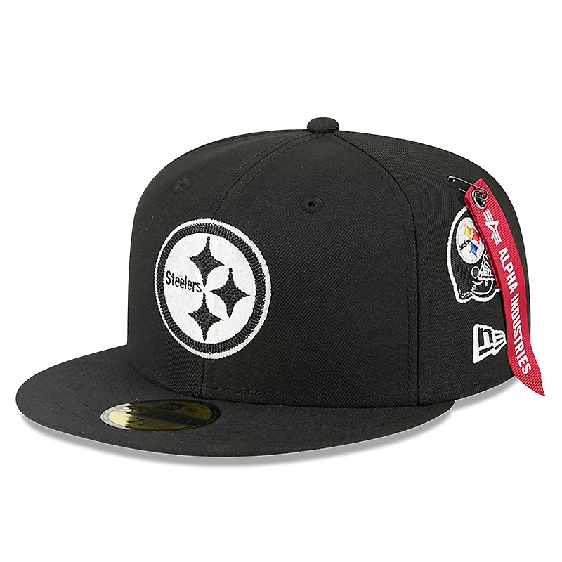 Men's New Era x Alpha Industries Black Pittsburgh Steelers 59FIFTY Fitted Hat