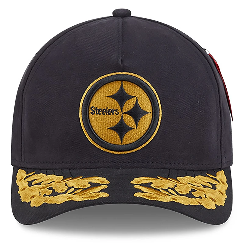Casquette ajustable A-Frame 9FORTY noire des Pittsburgh Steelers pour homme New Era x Alpha Industries