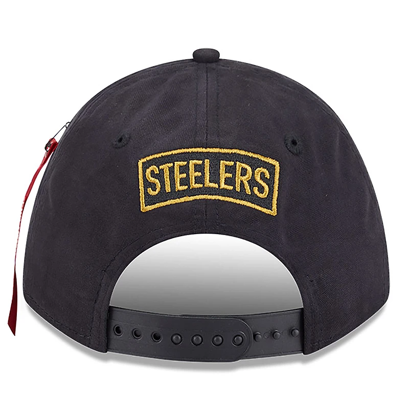 Men's New Era x Alpha Industries  Black Pittsburgh Steelers A-Frame 9FORTY Adjustable Hat