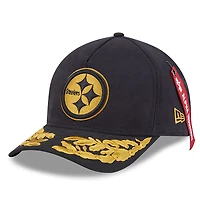 Men's New Era x Alpha Industries  Black Pittsburgh Steelers A-Frame 9FORTY Adjustable Hat