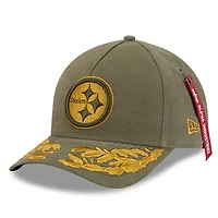 Men's New Era x Alpha Industries  Olive Pittsburgh Steelers A-Frame 9FORTY Adjustable Hat