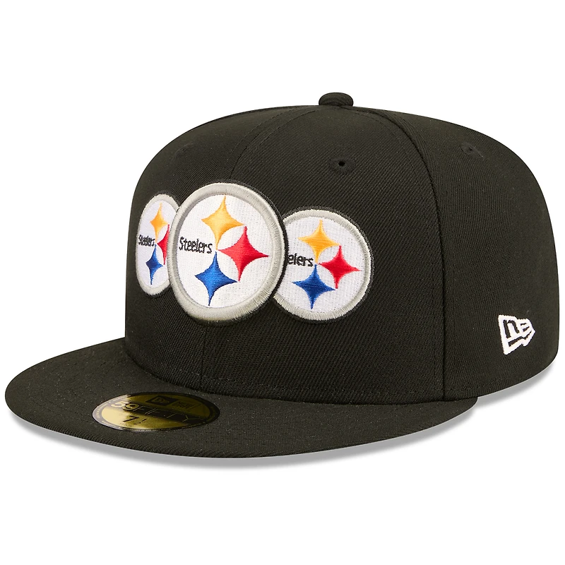 Men's New Era x John Geiger Black Pittsburgh Steelers Misplaced Series 59FIFTY Fitted Hat
