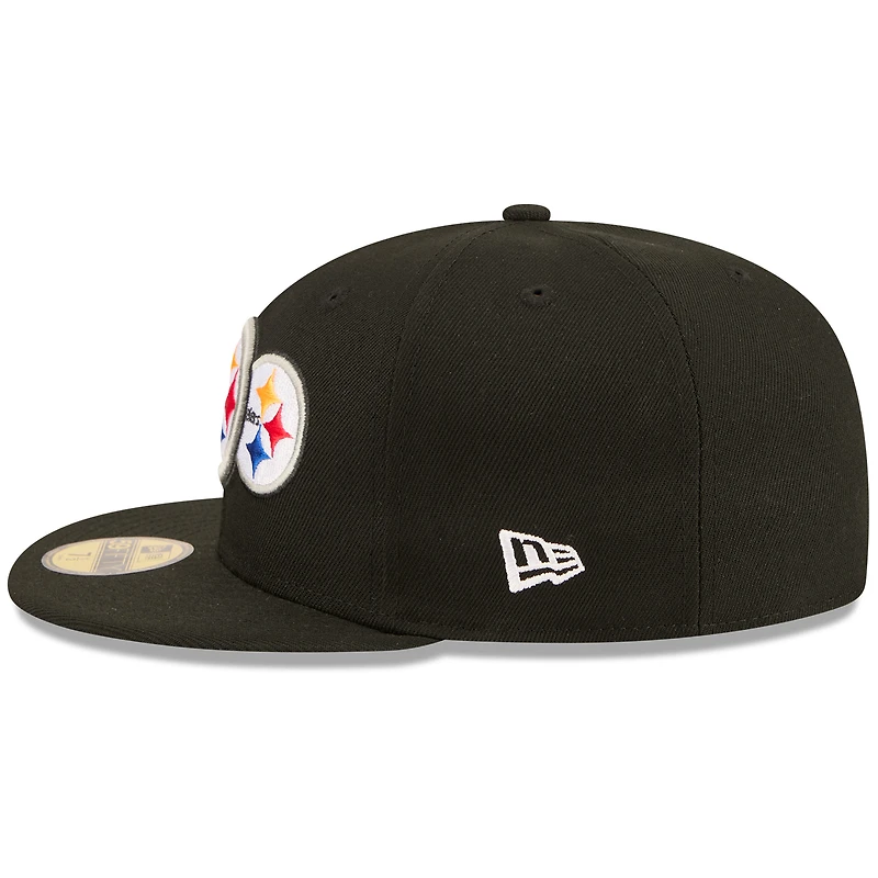 Men's New Era x John Geiger Black Pittsburgh Steelers Misplaced Series 59FIFTY Fitted Hat