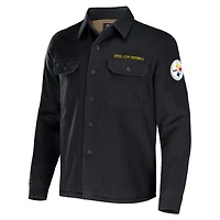Collection NFL x Darius Rucker pour hommes par Fanatics Veste chemise boutonnée en toile noire des Pittsburgh Steelers