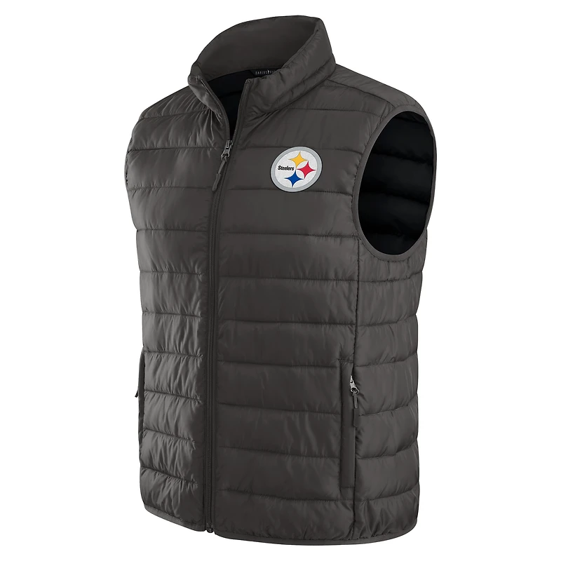 Men's NFL x Darius Rucker Collection by Fanatics Black Pittsburgh Steelers Packable Full-Zip Vest with Travel Bag