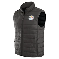 Men's NFL x Darius Rucker Collection by Fanatics Black Pittsburgh Steelers Packable Full-Zip Vest with Travel Bag