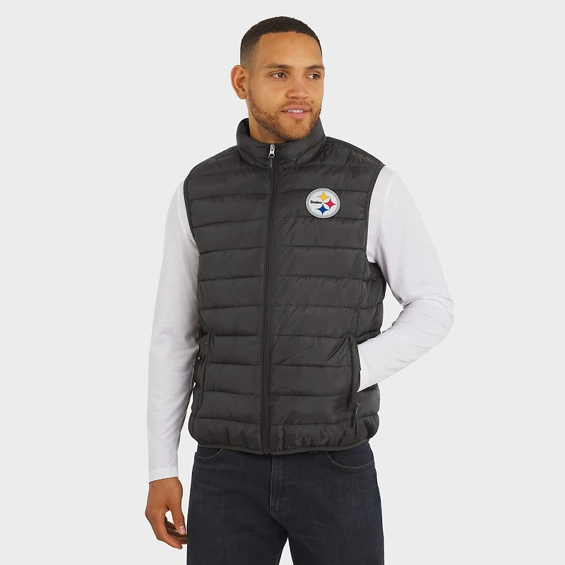 Men's NFL x Darius Rucker Collection by Fanatics Black Pittsburgh Steelers Packable Full-Zip Vest with Travel Bag