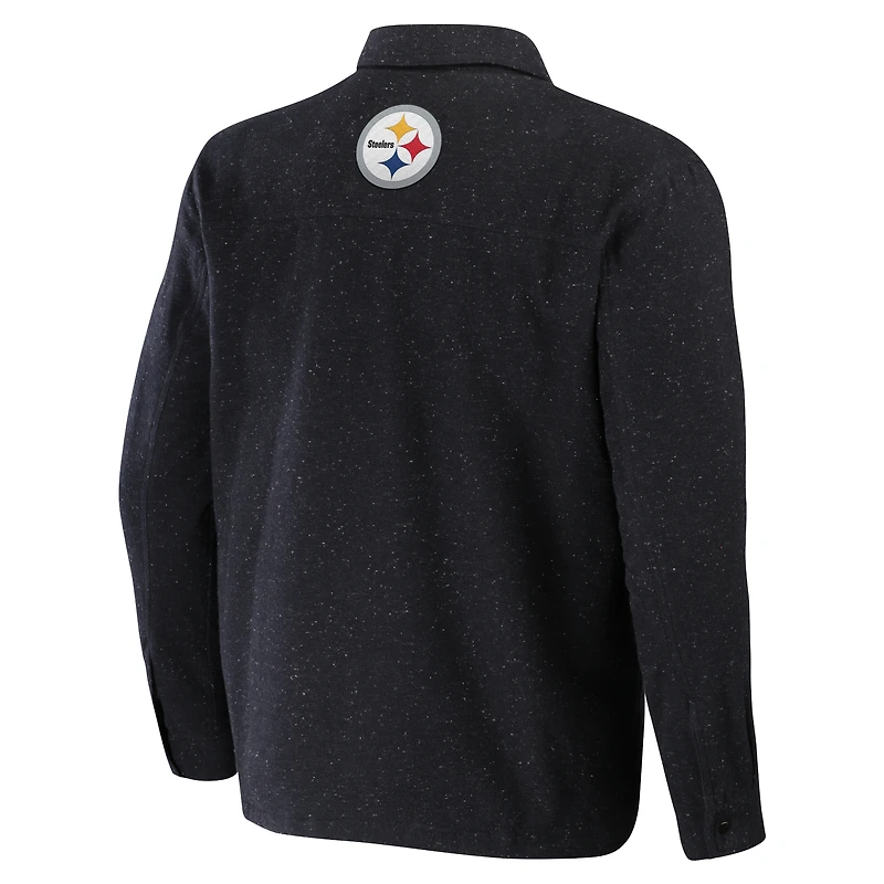 Collection NFL x Darius Rucker pour homme par Fanatics Charcoal Pittsburgh Steelers Shacket Full-Snap Jacket